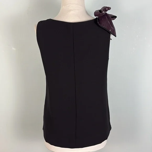J. Crew Womens 2 Black Purple Sequined Shoulder Bow Lined Drapey Tank Top NWT - Picture 6 of 7
